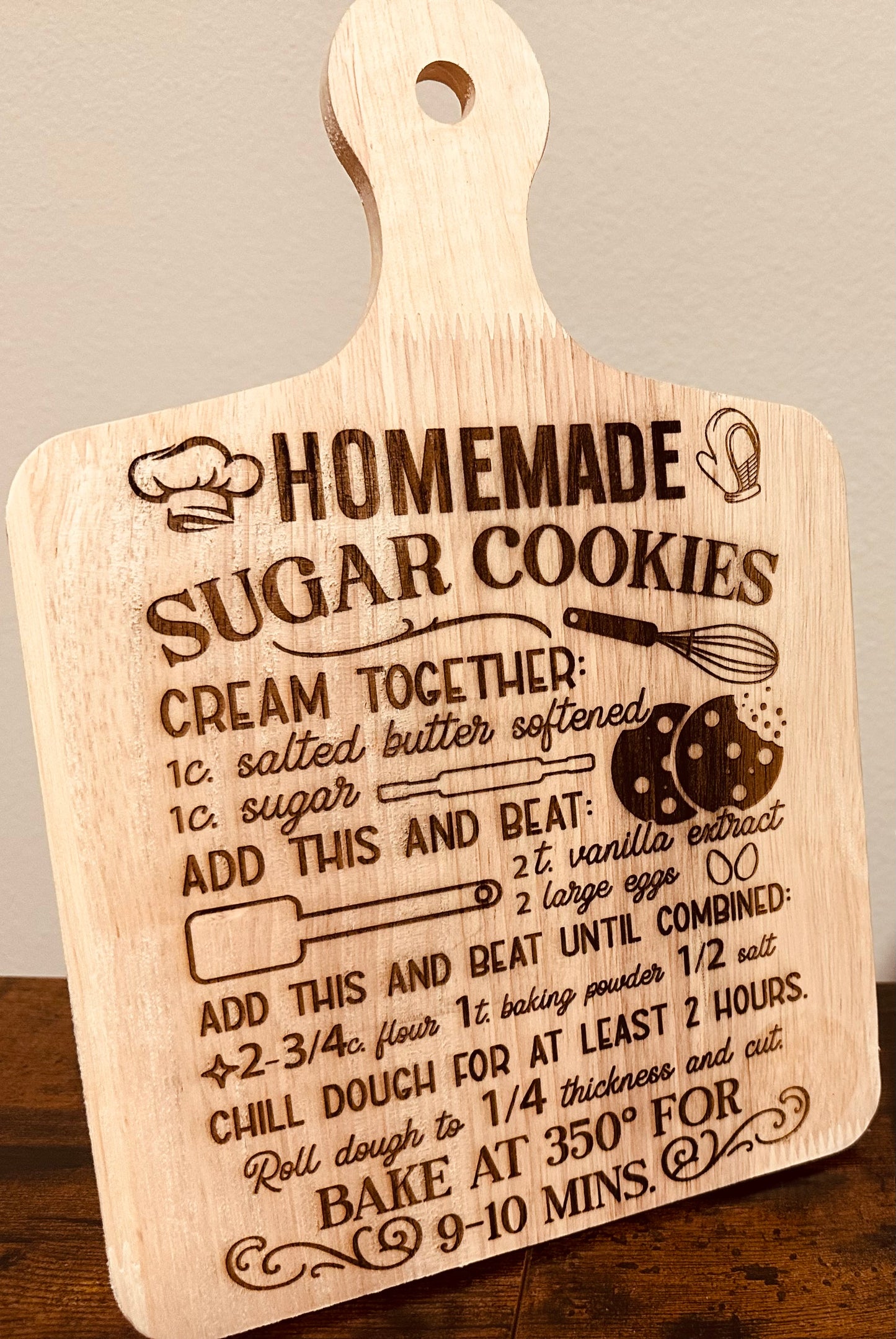 Sugar Cookie Recipe Decorative Cutting board.